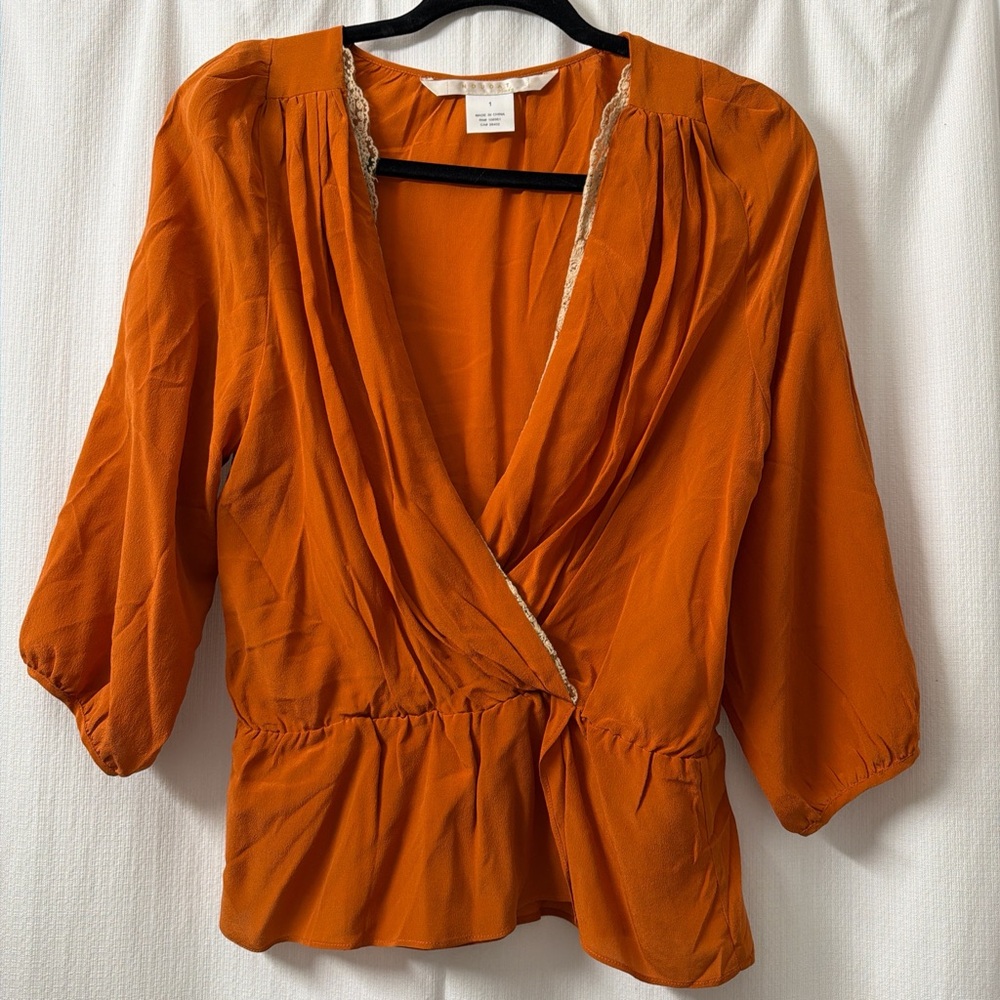 NWOT Nougat London Rust 100% Silk Blouse | Size: 1 (S/M)